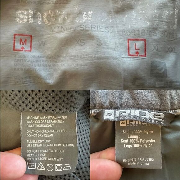 Ride Snowboards Mnt Dry Series Waterproof Winter snow Ski pants Size L - Picture 12 of 16